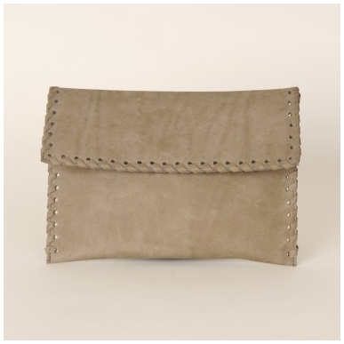 Moroccan Grey Leather Folded Envelope Clutch